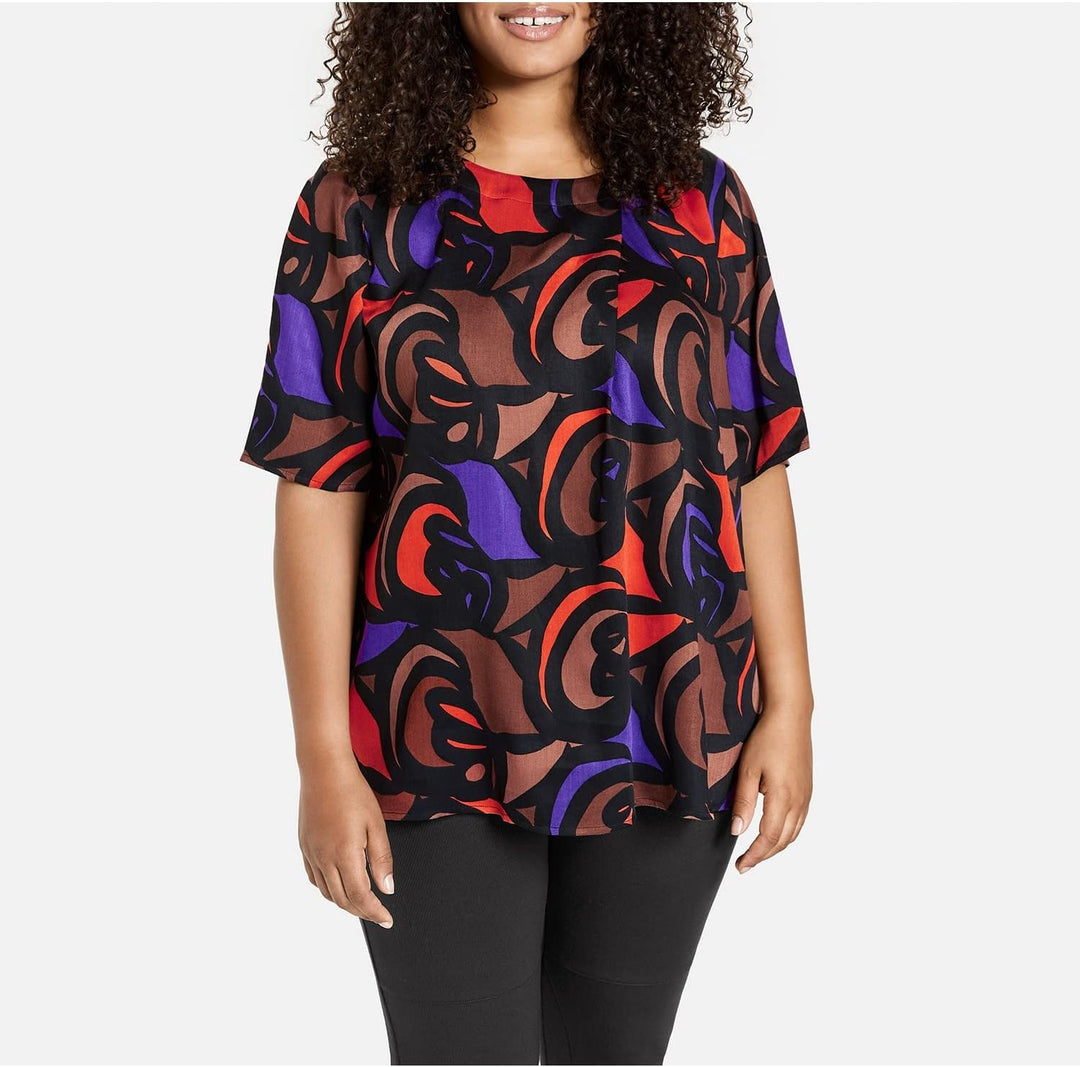SAMOON Damen Bluse 42 Black Gemustert, 42 Black Gemustert