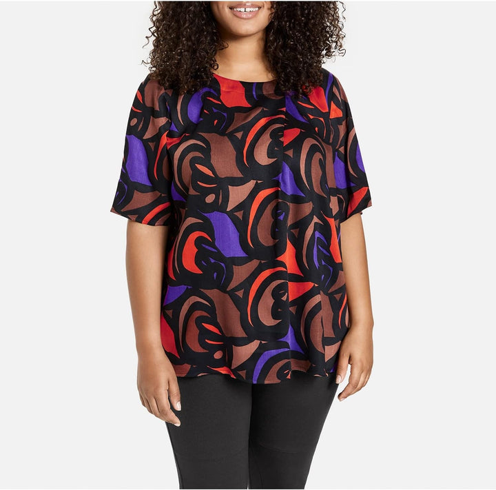 SAMOON Damen Bluse 42 Black Gemustert, 42 Black Gemustert