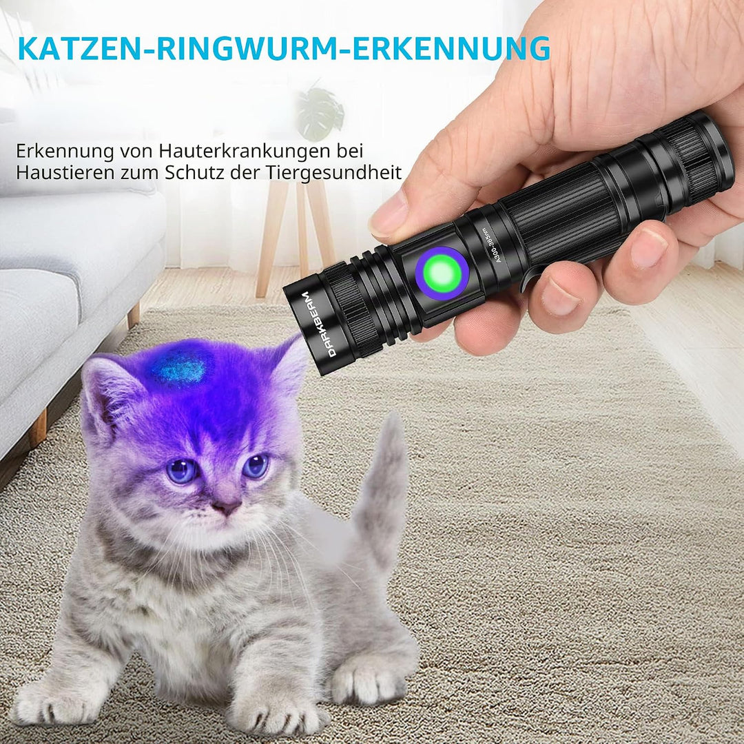 DARKBEAM UV Taschenlampe uv Lampe 365nm Licht USB Aufladbar, Woodsche Lampe Schwarzlichtlampe Klein