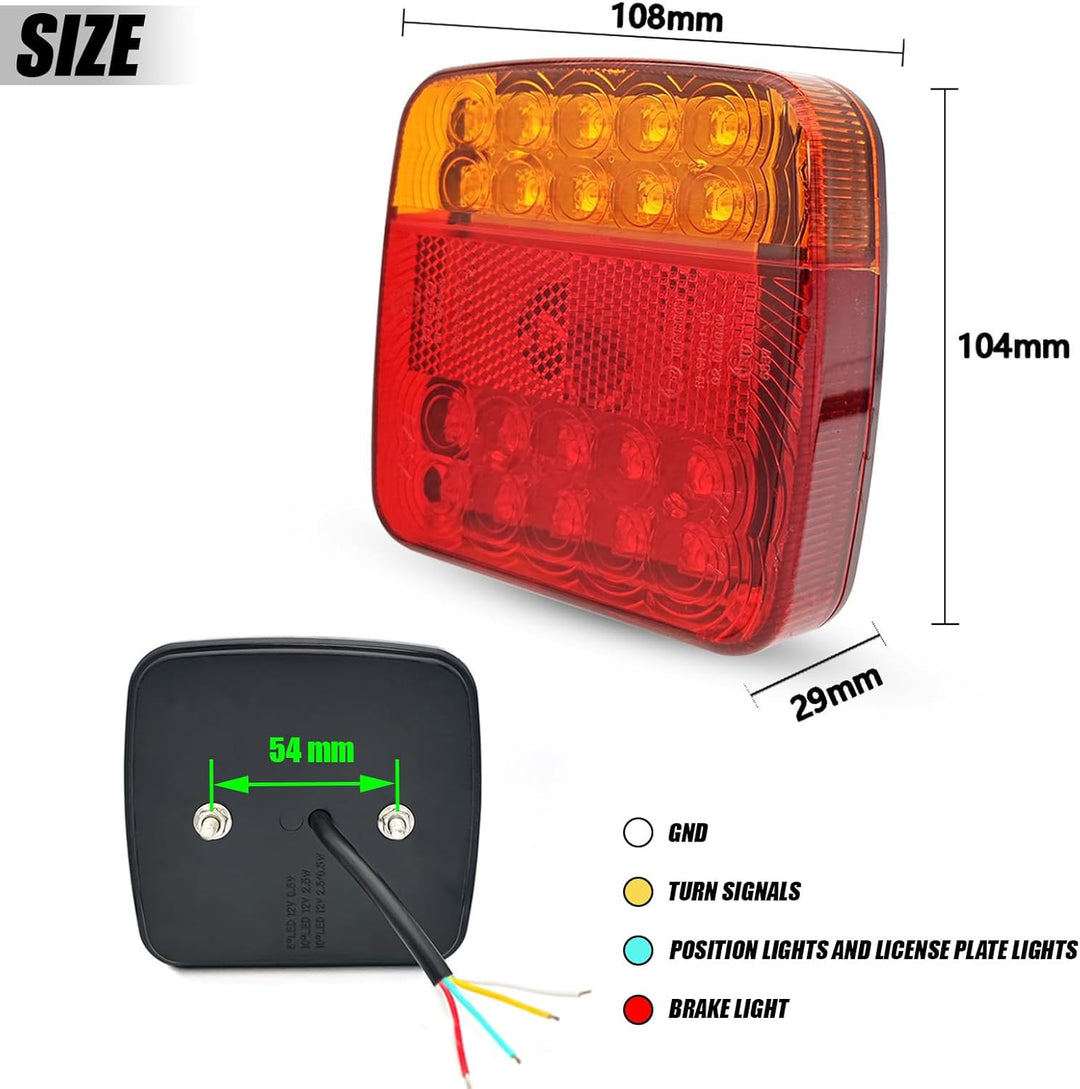 AOJO 2 PCS PKW Anhänger Rückleuchten LED, 12V LKW Rücklicht, Wasserdichte Heckleuchten mit ECE E-Gep