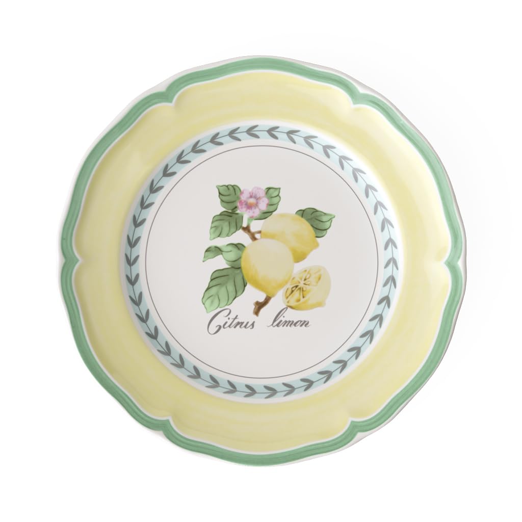 Villeroy &amp; Boch French Garden Frühstücksteller 6er Set, 20.7 cm, Dessertteller mit Zitronen-Dekor, P