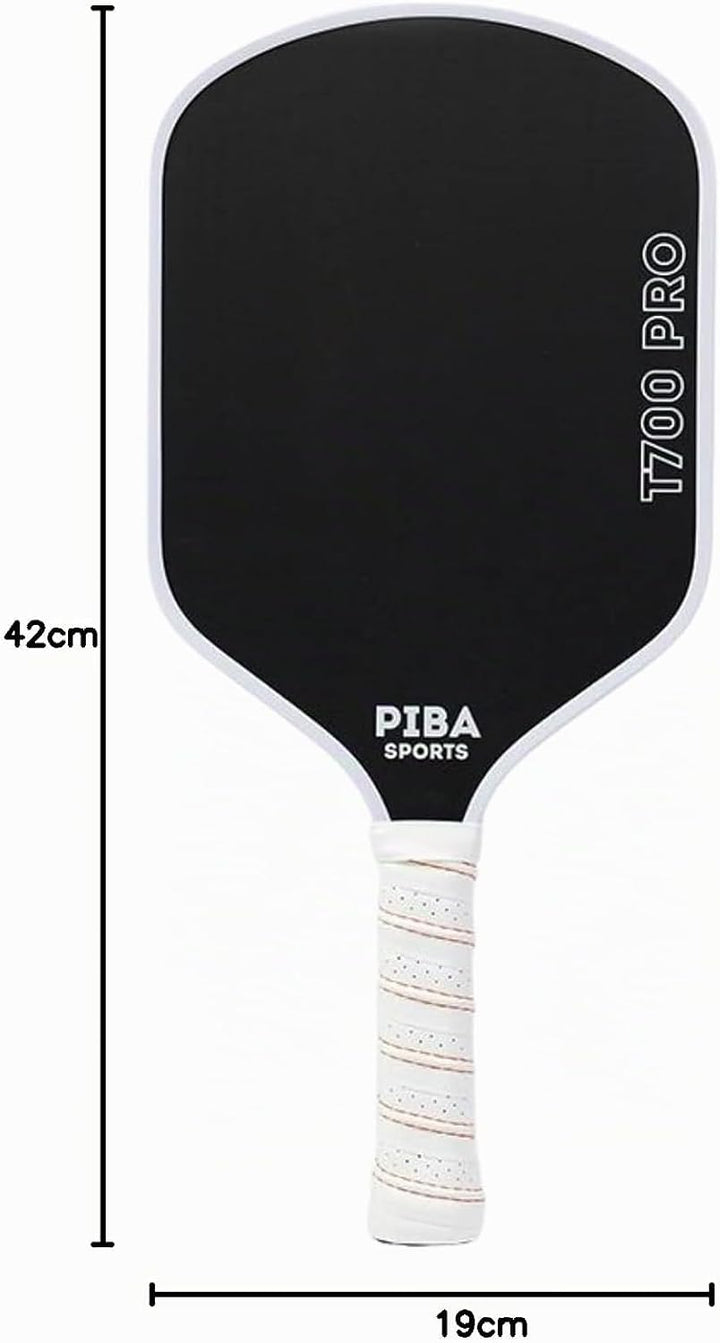PRO Pickleball Schläger – T700 Carbon, 16mm Honeycomb, Angeraute Oberfläche für Top Spin, Verlängert