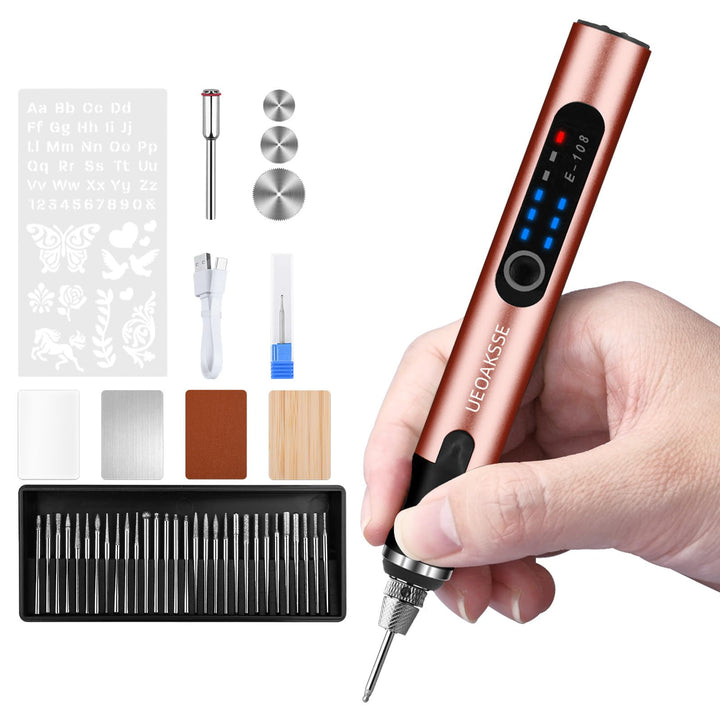 bolígrafo de grabado – 3 velocidades, batería recargable rápida e inalámbrica, 60+ accesorios, mini