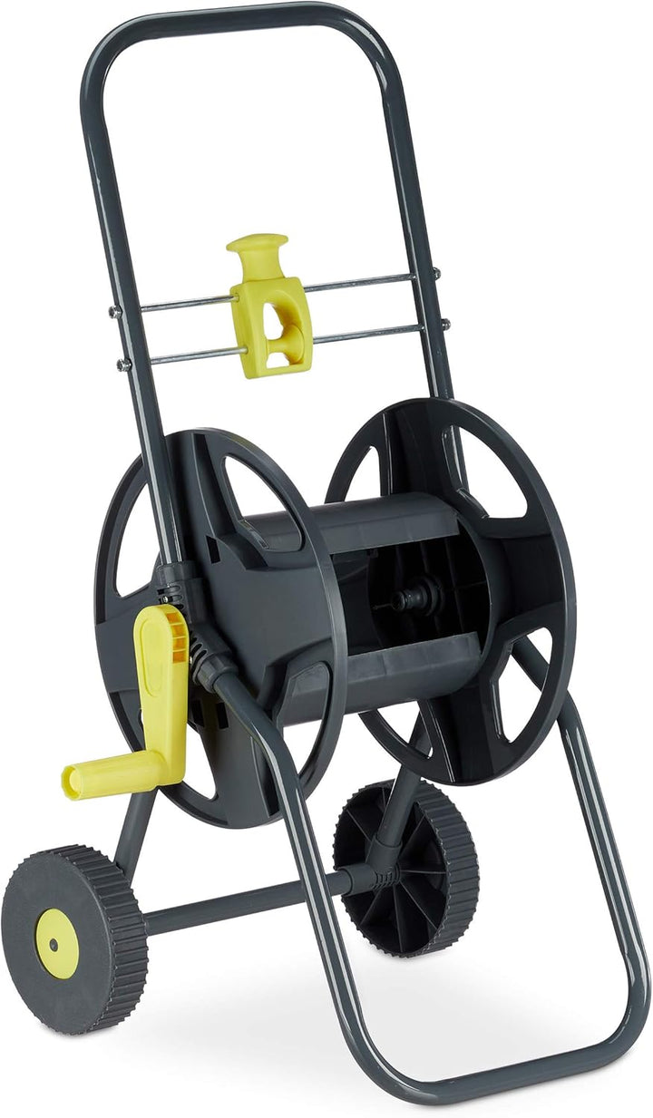 Relaxdays Schlauchwagen 45m, fahrbare Schlauchtrommel für Garten & Balkon, mit Schlauchführung, 76,5