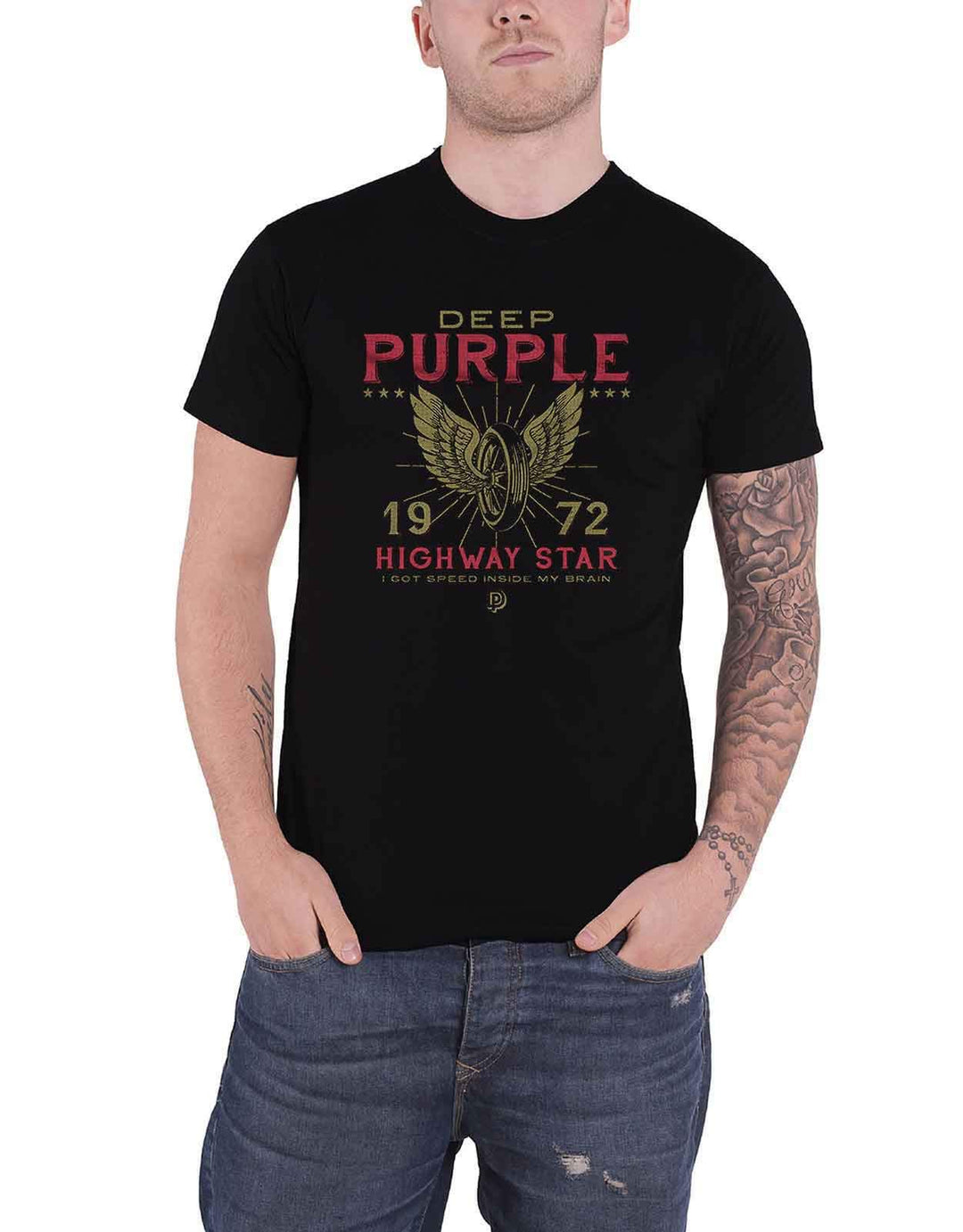Deep Purple Herren T-Shirt L Schwarz, Weiss, L Schwarz, Wei&amp;