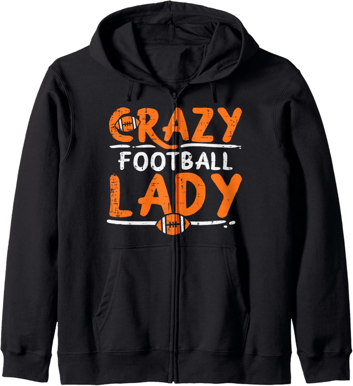 Crazy American Football Lady Lustig Sport Fan Frauen Mädchen Kapuzenjacke