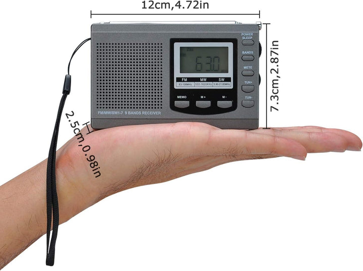 Songway Vollband AM/FM/SW DSP Radio Stereo Lautsprecher LCD Display Wecker Sleep Timer Pocket Radio