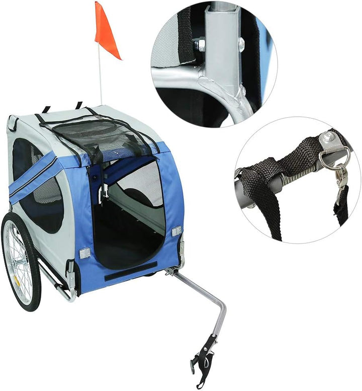 homewell Hund Fahrradanhänger Hundeanhänger Anhänger Hundetransporter blau, blau