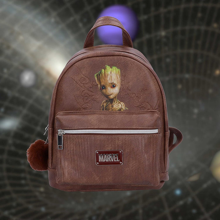 Marvel Baby Groot Rucksack, 28 cm, PU-Leder, Braun 28 cm Braun, 28 cm Braun