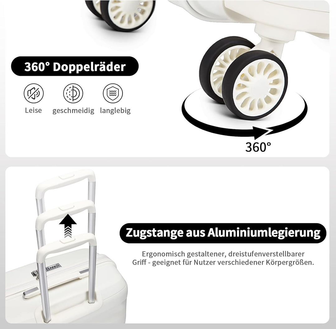 KONO Handgepäck Koffer Trolleys 55cm Leicht Hartschalenkoffer Reisekoffer mit 4 Rollen und TSA Schlo