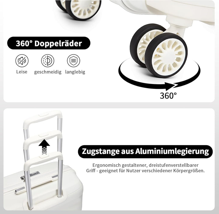 KONO Handgepäck Koffer Trolleys 55cm Leicht Hartschalenkoffer Reisekoffer mit 4 Rollen und TSA Schlo