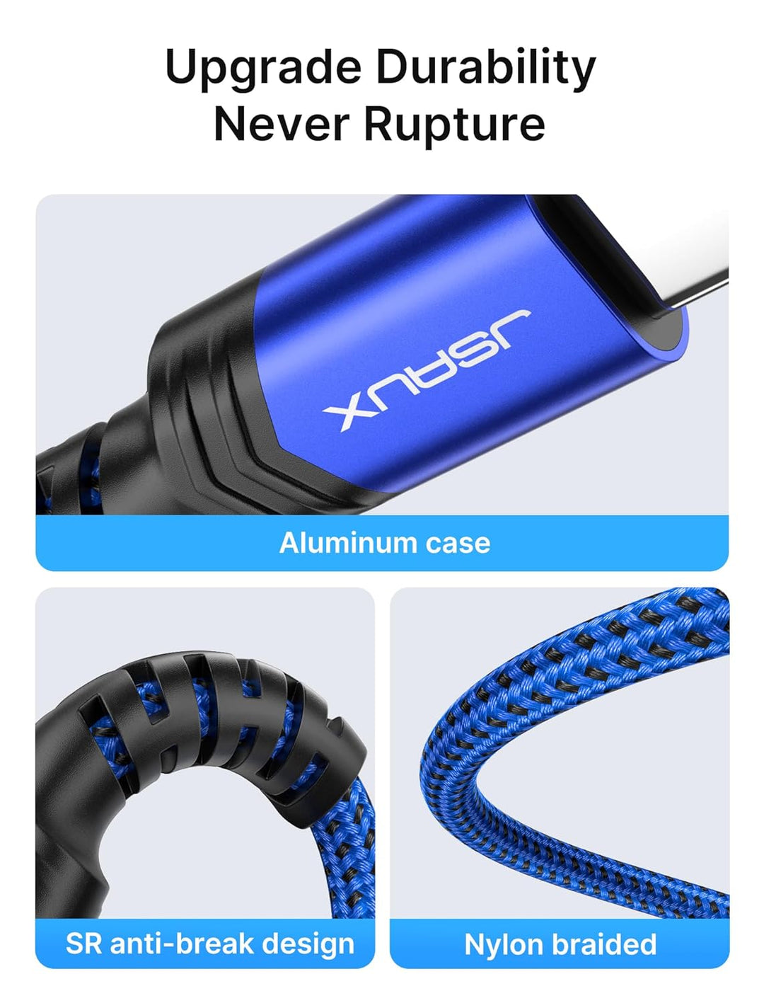JSAUX USB C auf Klinke AUX Kabel, 2 m, 3,5 mm Klinke, Aux-Auto-Kopfhöreradapter aus geflochtenem Nyl