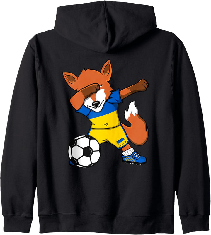 Dabbing Fuchs Fox Ukraine Fussball Ukrainische Flagge Sport Kapuzenjacke