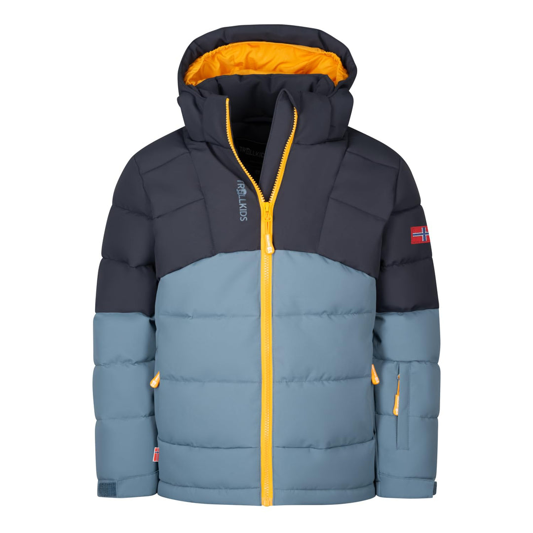 Trollkids Winterjacke Gryllefjord 92 Schwarz/Stahlblau/Mango, 92 Schwarz/Stahlblau/Mango