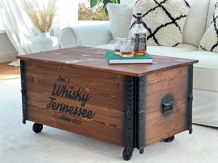Uncle Joe´s Couchtisch XL Whisky Truhentisch Truhe im Vintage Shabby chic Style aus Massiv-Holz in b