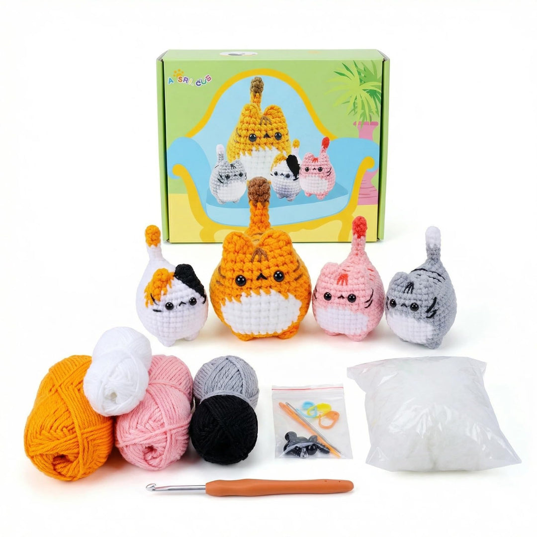 Mtbricey Häkelbox Komplettes Häkelset für Anfänger Niedliche Tier Einsteiger Set Amigurumi Häkel Sta