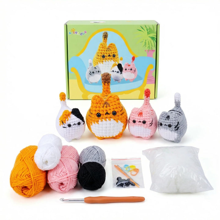 Mtbricey Häkelbox Komplettes Häkelset für Anfänger Niedliche Tier Einsteiger Set Amigurumi Häkel Sta