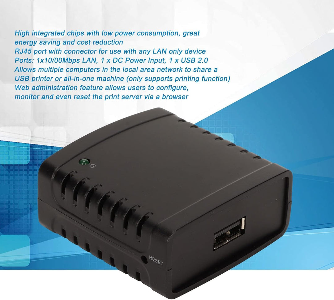 Zunate USB Druckserver, 10 Mbit/S 100 Mbit/S Standard RJ45 LAN Anschluss, USB Ethernet Erweiterungsa