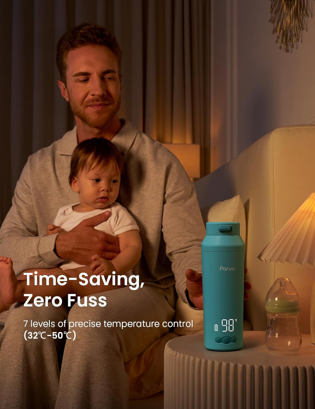 Paruu Tragbarer Flaschenwärmer Baby für Unterwegs, Schnellaufheizen in 2 Min, Leicht zu Reinigende W