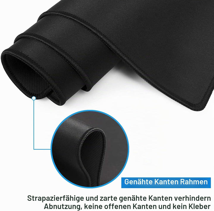 Jasuine Grosses XXL-Gaming-Mauspad, Mauspad mit genähtem Rand und Rutschfester Gummiunterseite, Schr