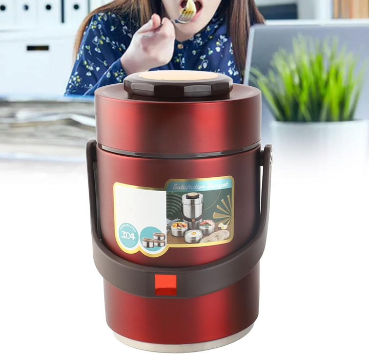 BuyWeek Thermobehälter für Essen, 2000ml Isolierte Lunchbox Edelstahl Warmhaltebehälter Tragbare 3 S