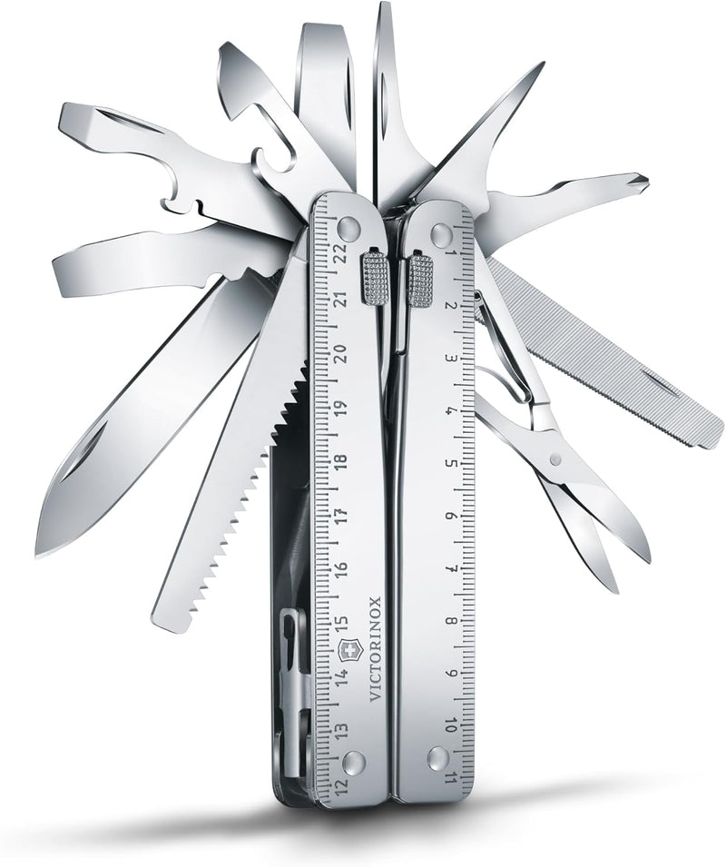 Victorinox Multifunktionstool, SwissTool, Multitool Messer, 26 Funktionen, Kombi-Spitzzange, Festste