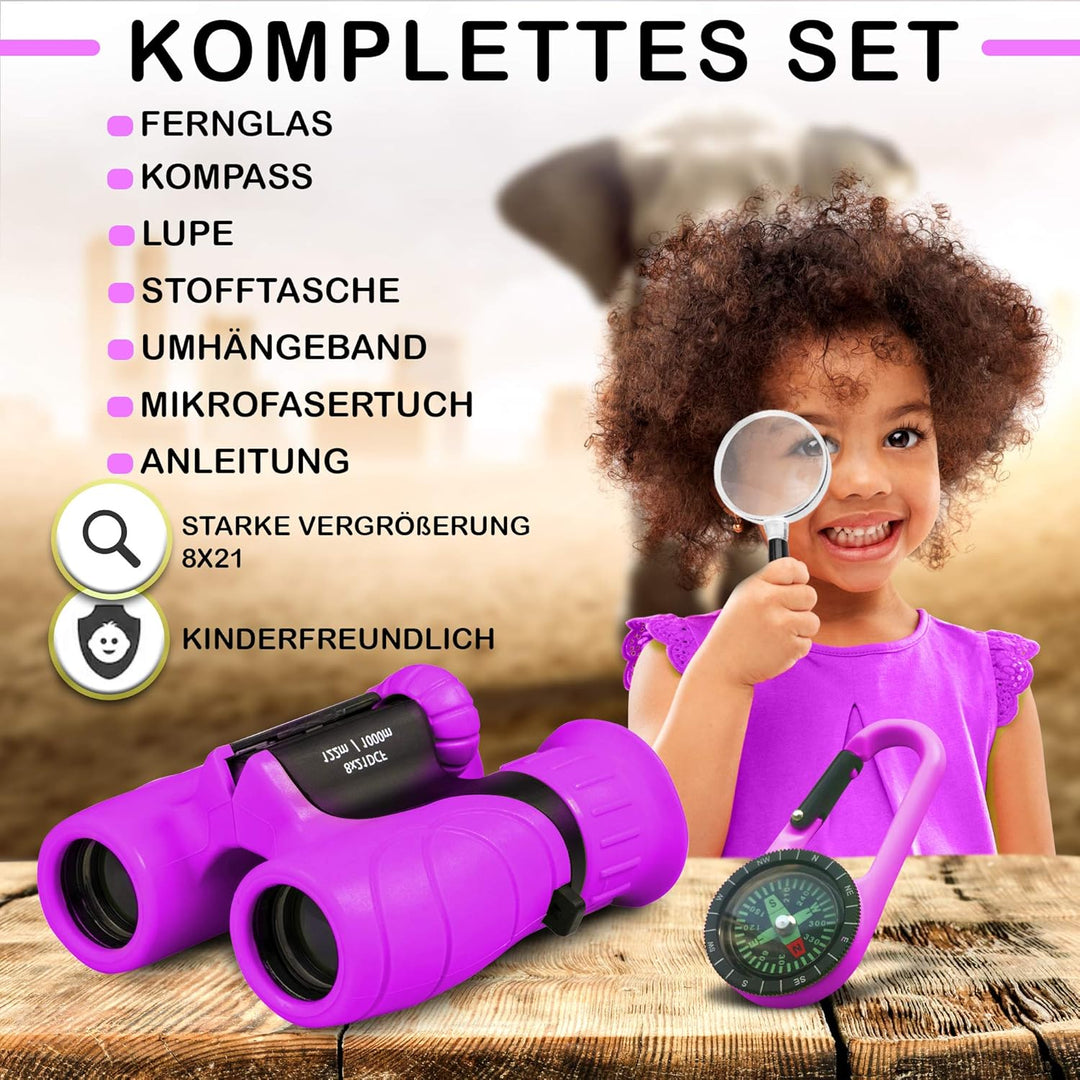 Fernglas für Kinder - Optimales Geschenk für kleine Jungen und Mädchen - Starke Vergrösserung 8X21 –
