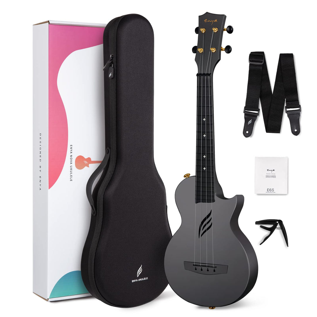 Enya Konzert Ukulele Nova U 23 Zoll Kohlefaser Anfänger Ukulelen Set mit Tasche Saiten Gurt Capo Was