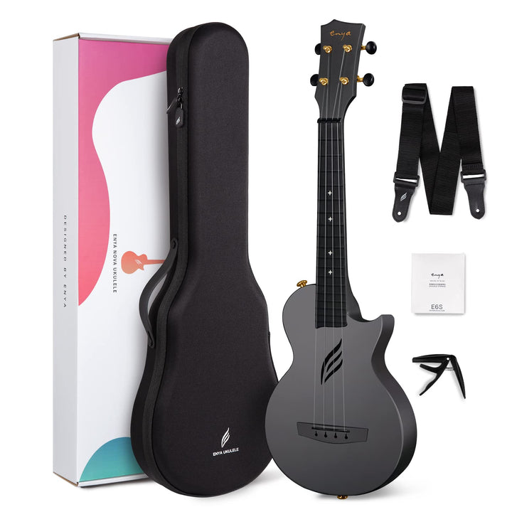 Enya Konzert Ukulele Nova U 23 Zoll Kohlefaser Anfänger Ukulelen Set mit Tasche Saiten Gurt Capo Was
