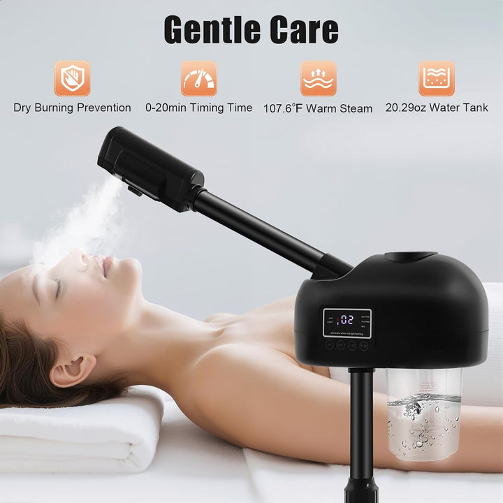 Bedampfer Kosmetik, DampfgeräT für Gesicht mit Drehbarem Arm &amp; LCD-Bedienfeld, Esichtsdampfer für Sa