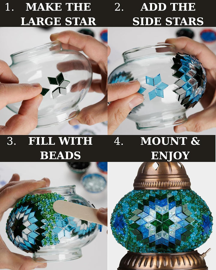 DEMMEX Farbe Wählbar – DIY Mosaik-Tischlampe Bastelset – Türkisch-Marokkanischer Stil – Gestalten Si