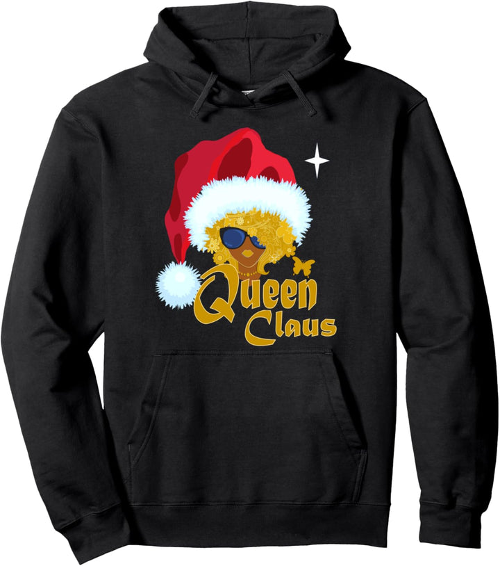 Queen Santa African American Christmas for Women Melanin Pullover Hoodie