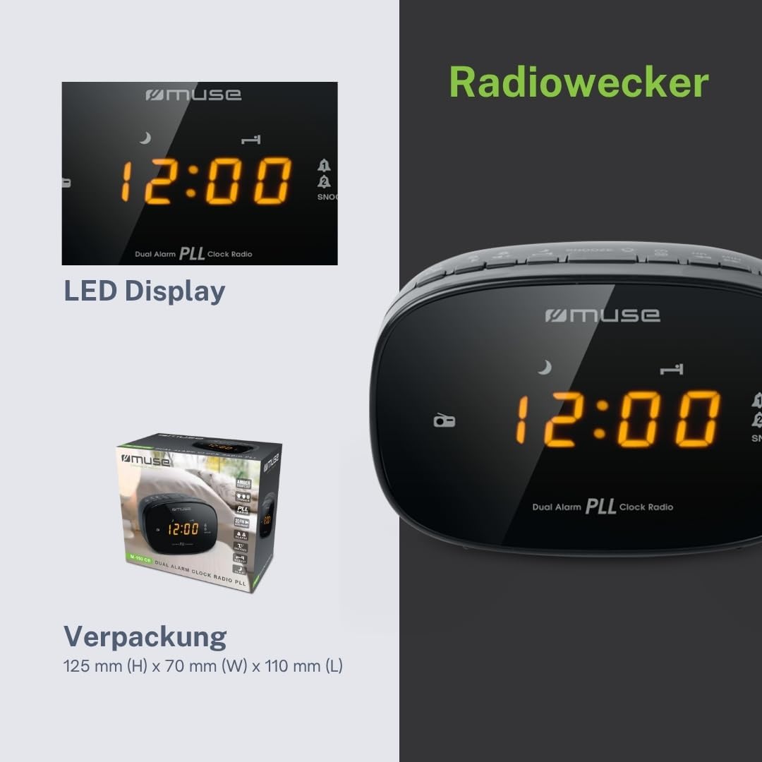 Muse M-150CR Radio Clock Schwarz, Schwarz