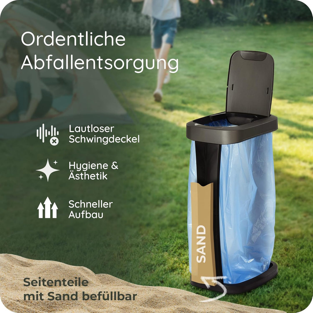 Novaliv 3 Stück Müllsackständer mit Deckel für 70L-120L Müllsäcke, extra Robust &amp; Fester Stand Outdo
