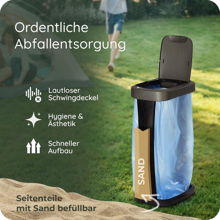 Novaliv 3 Stück Müllsackständer mit Deckel für 70L-120L Müllsäcke, extra Robust &amp; Fester Stand Outdo