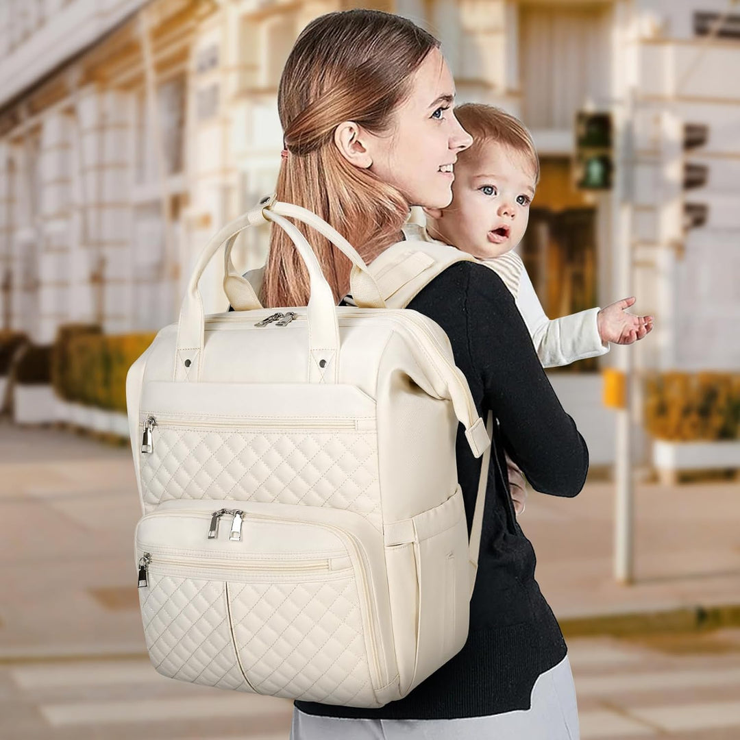 RAINSMORE Baby Wickelrucksack Gross mit Mobiler Wickelauflage Multifunktions Wickeltasche Kinderwage