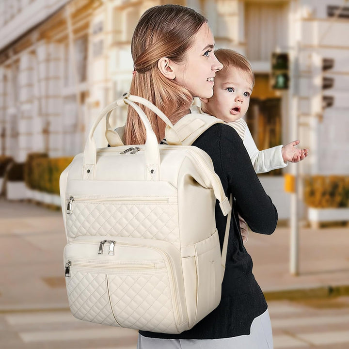 RAINSMORE Baby Wickelrucksack Gross mit Mobiler Wickelauflage Multifunktions Wickeltasche Kinderwage