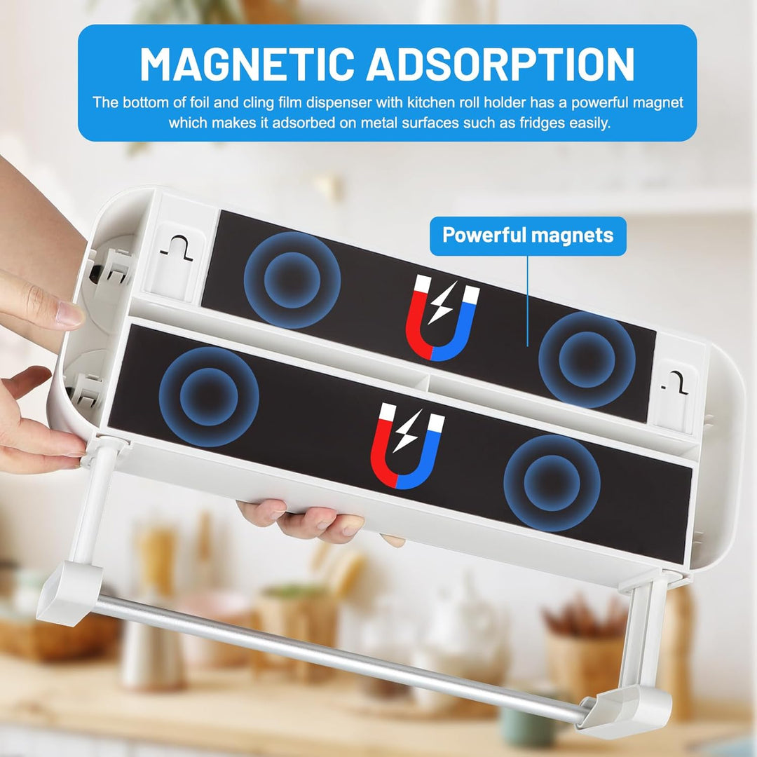 DBREAKS Wandrollenhalter Küche 3-in-1 Frischhaltefolienspender, küchenrollenhalter magnetisch, Frisc