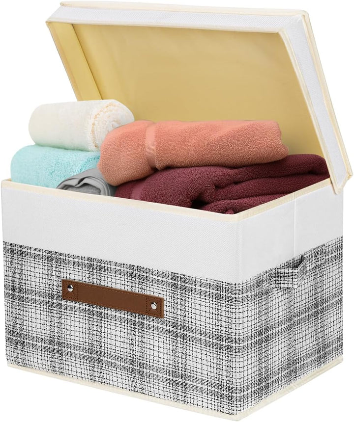 TYEERS Faltbare Aufbewahrungsbox mit Deckel, Stoff, Patchwork-Design, Kisten Aufbewahrung mit Deckel