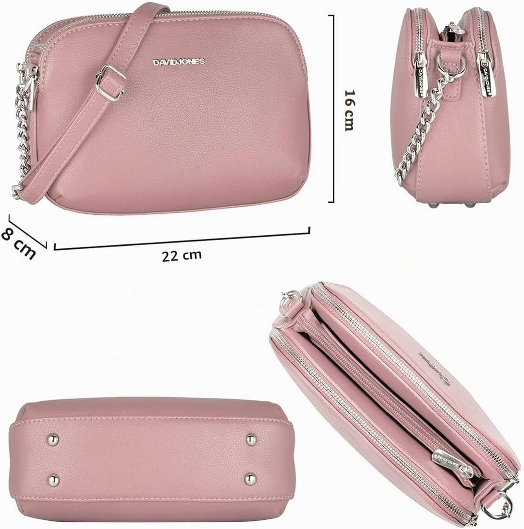 David Jones - Damen Mittelgrosse Umhängetasche Viele Fächer - Frau Kleine Schultertasche Zip Reissve