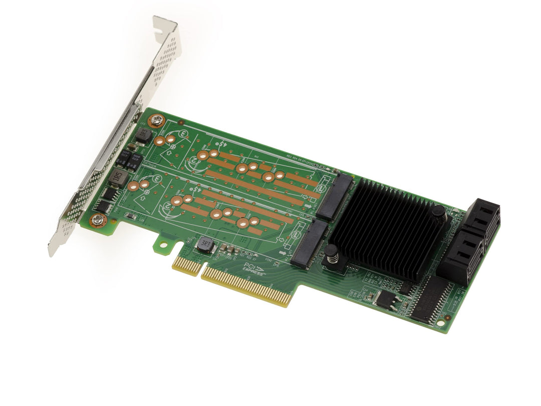 KALEA-INFORMATIQUE PCIe 2.0-Karte 4X SSD M2 Typ SATA und 4X HDD SATA 3.0 6G mit LSI SAS 2008 Chipset