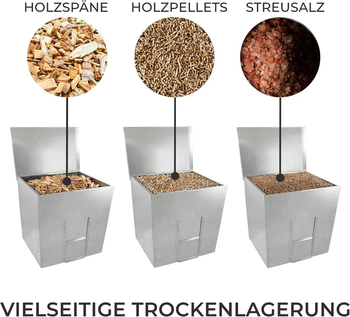Kohleeimer Kohlebunker Kohlebehälter 350kg 520L Verzinkter Stahl Erhöhter Sockel Verstärkungsstange