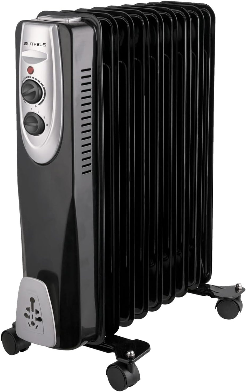 Gutfels HR 32009 sw Öl-Radiator | 3 Heizstufen | 9 Rippen | 2000 Watt Leistung | Schwarz, 5050075