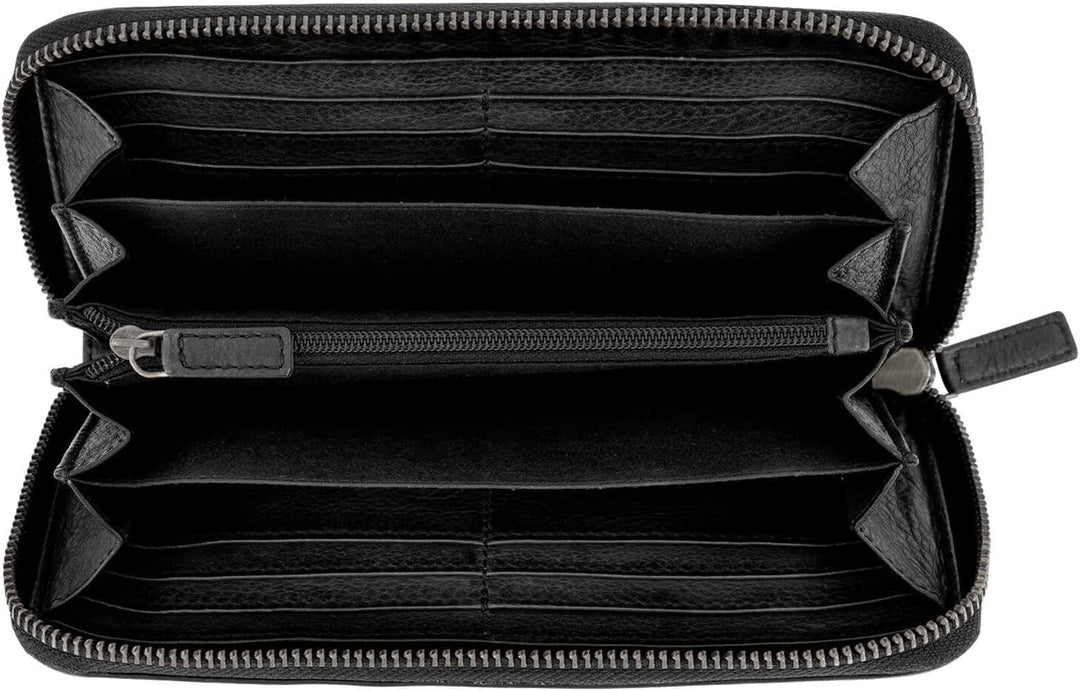camel active Damen Wave Geldbörse mit handgeflochtenem Lederdetails L Schwarz, L Schwarz