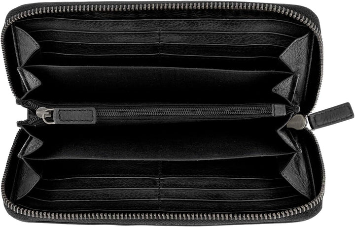 camel active Damen Wave Geldbörse mit handgeflochtenem Lederdetails L Schwarz, L Schwarz