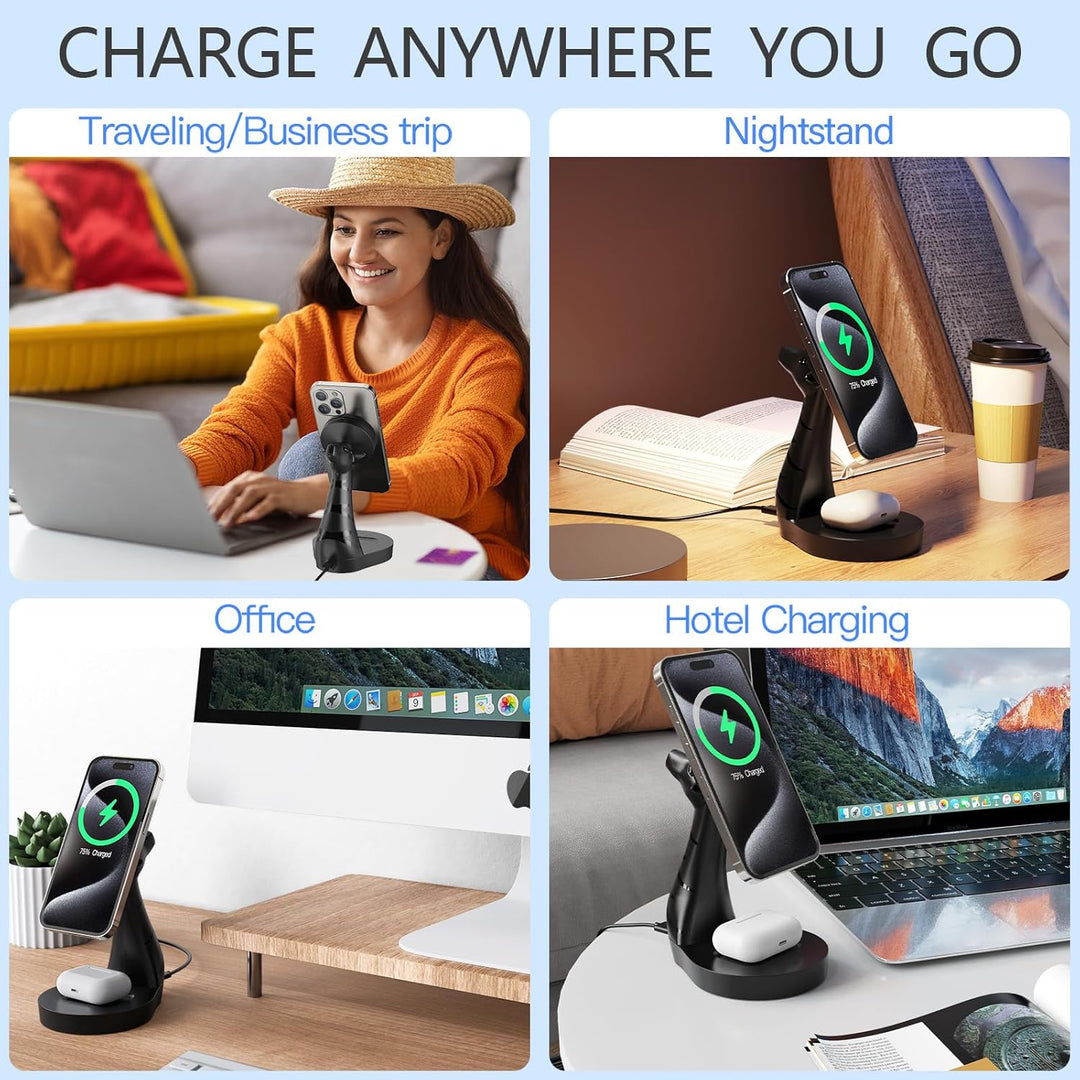 ALACOO 2-in-1 Induktive Ladestation für iPhone 17/16/15/14/13/12, Air Pods Pro/2/3/4 - Magnetische S