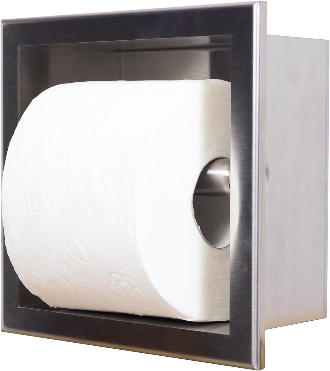 Balneo Toilettenpapierhalter aus Edelstahl, 17,3x17,3x8,6 cm, Einbaumontage, Papierspender Toiletten