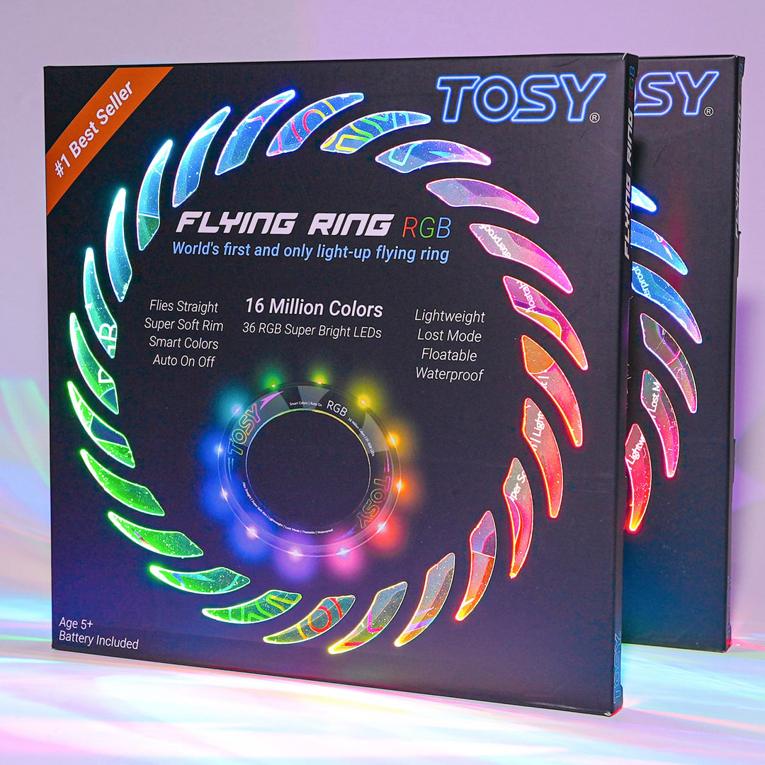 TOSY Fliegender Ring – 16 Millionen RGB-Farben oder 12 LEDs, hell, automatisches Aufleuchten, sicher