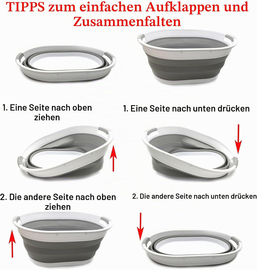 SAMMART 39L Collapsible Plastic Laundry Basket - Oval Tub/Basket - Foldable Storage Container/Organi