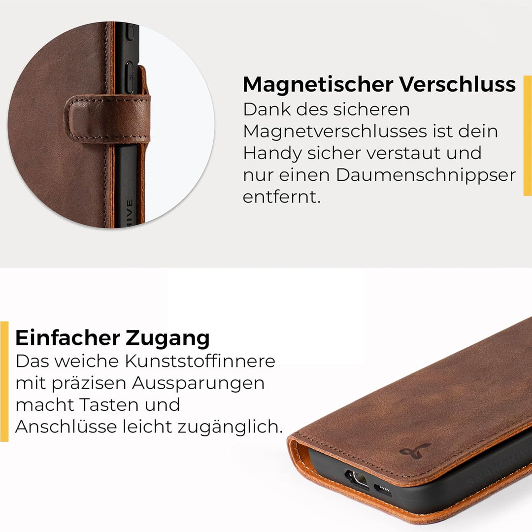 Snakehive Galaxy S23 Plus Hülle Leder | Stylische Handyhülle mit Kartenhalter & Standfuss | Handyhül